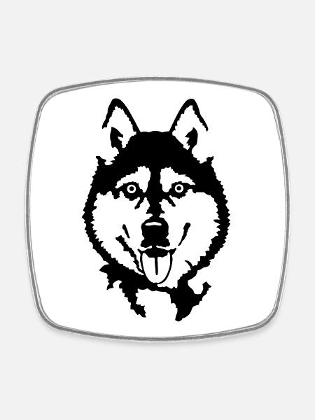 Husky - Magnet carré - blanc