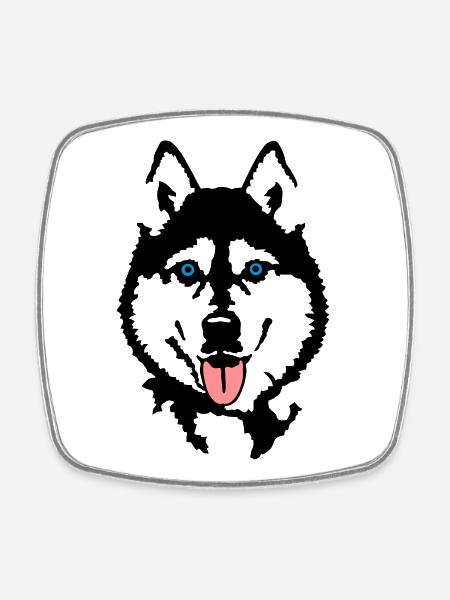 Husky - Magnet carré - blanc