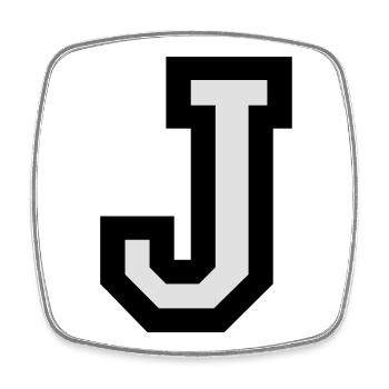 Buchstabe J - Viereckiger Kühlschrankmagnet - Weiß - Vorne