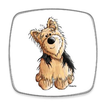 Yorkshire Terrier - Hund - Viereckiger Kühlschrankmagnet - Weiß - Vorne