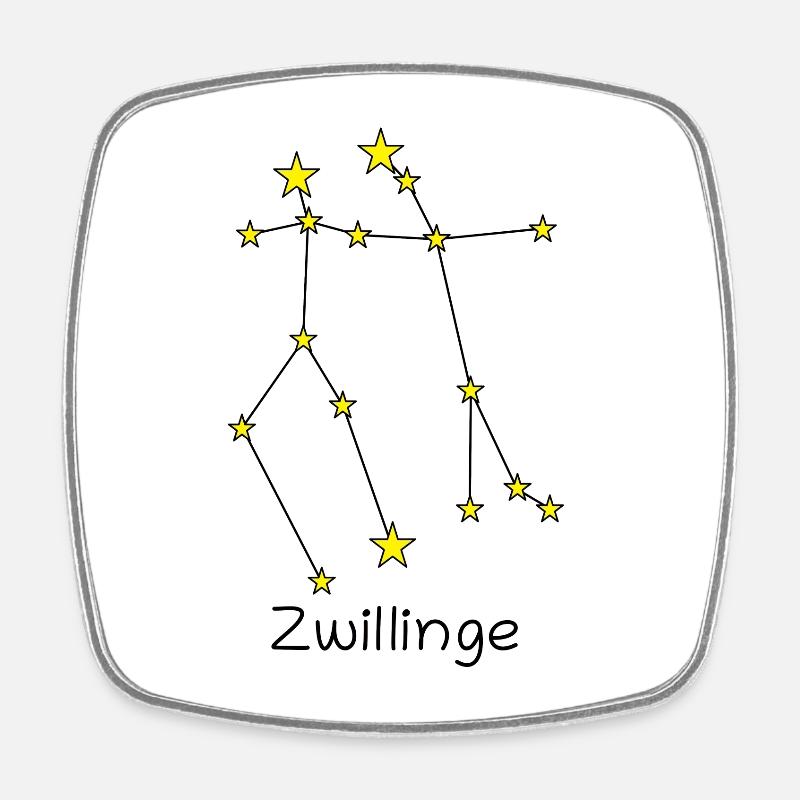 Sternzeichen Zwillinge - Viereckiger Kühlschrankmagnet - Weiß