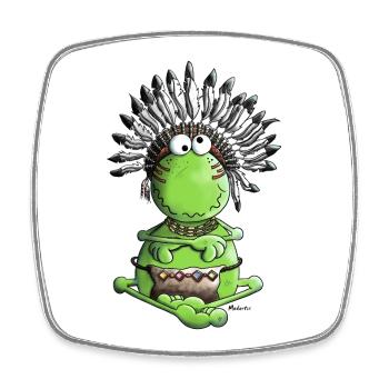 Häuptling Frosch - Indianer - Viereckiger Kühlschrankmagnet - Weiß - Vorne