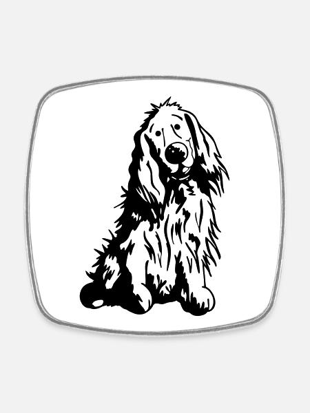 Cute English Cocker Spaniel - Square fridge magnet - white