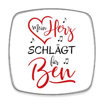 Mein Herz schlägt für Ben rot - Viereckiger Kühlschrankmagnet - Weiß - Vorne