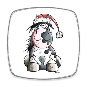Weihnachtspferd - Viereckiger Kühlschrankmagnet - Weiß - Vorne