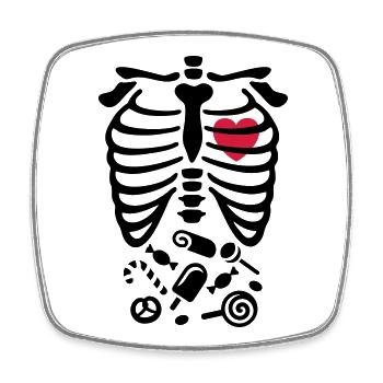 Scary Halloween X-Ray costume candy - Square fridge magnet - white - Front