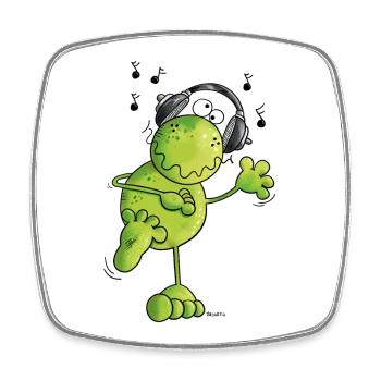 Grenouille avec écouteurs - Magnet carré - blanc - Devant