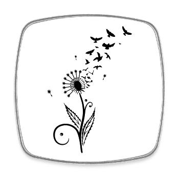 Pusteblume mit Vogelschwarm. - Viereckiger Kühlschrankmagnet - Weiß - Vorne