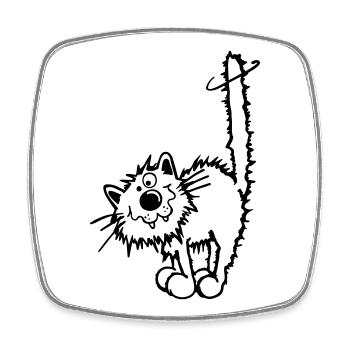Drôle Chat - Magnet carré - blanc - Devant