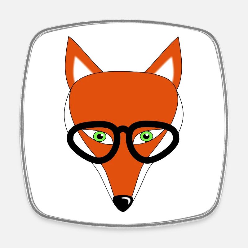 renard - Magnet carré - blanc