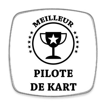 Go-Kart / Karting / Kart / Fahrer - Viereckiger Kühlschrankmagnet - Weiß - Vorne