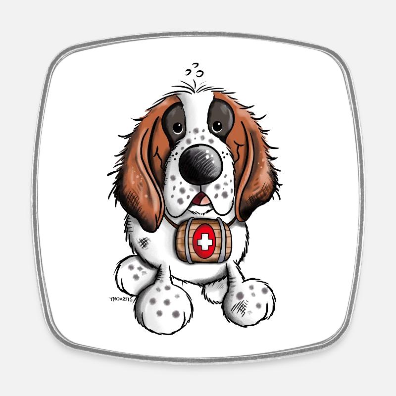 Saint Bernard - Magnet carré - blanc