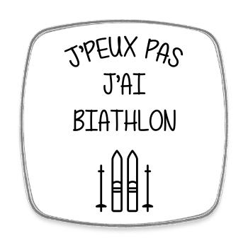 Biathlon / Biathlète / Ski de fond / Skier / Neige - Magnet carré - blanc - Devant