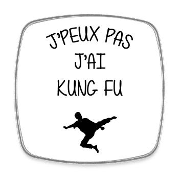 Kung Fu / Sport / J'peux pas / Art Martial Karate - Magnet carré - blanc - Devant