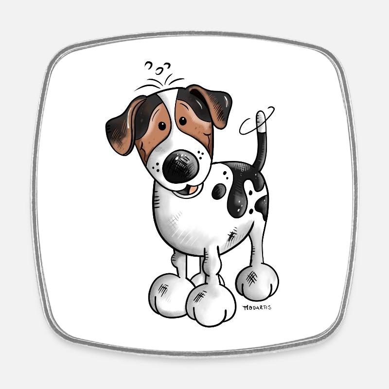 Da kommt ein Jack Russell - Viereckiger Kühlschrankmagnet - Weiß