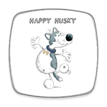 Happy Husky - Viereckiger Kühlschrankmagnet - Weiß - Vorne