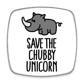Save the chubby unicorn - Square fridge magnet - white - Front
