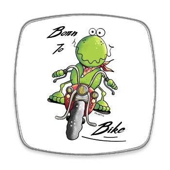 Born To Bike Frosch - Viereckiger Kühlschrankmagnet - Weiß - Vorne