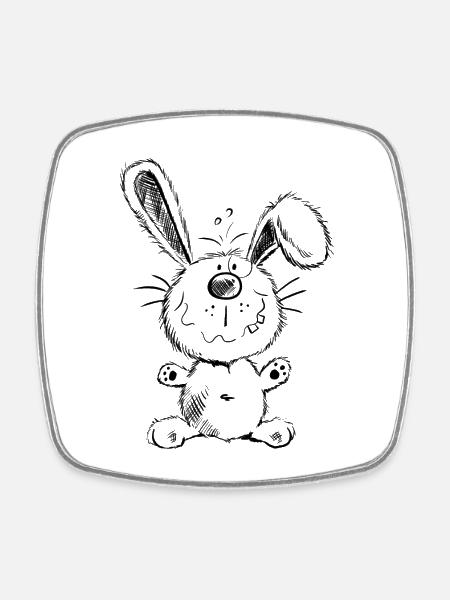 Mignon lapin dessin animé - Magnet carré - blanc