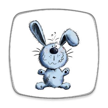 Kleiner Hoppelhase - Viereckiger Kühlschrankmagnet - Weiß - Vorne
