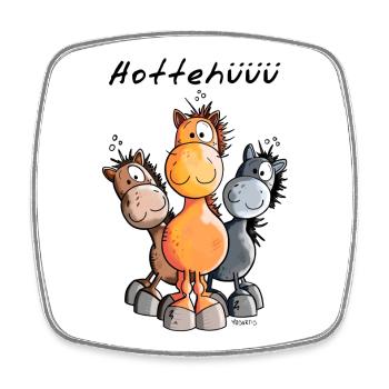 Hottehüüü Pferdchen Trio - Fuchs - Rappe - Brauner - Viereckiger Kühlschrankmagnet - Weiß - Vorne
