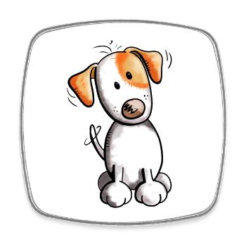 Fröhlicher Jack Russell - Viereckiger Kühlschrankmagnet - Weiß - Vorne