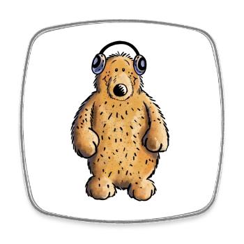 Lustiger Musik Bär - Teddy - Kopfhörer - Fun - Viereckiger Kühlschrankmagnet - Weiß - Vorne