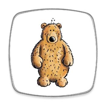 Grizzly drôle - mignon - cadeau - Magnet carré - blanc - Devant