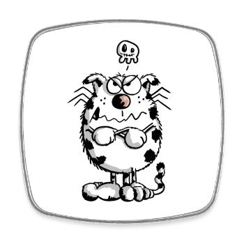 Mies gelaunte Katze - Comic - Skull - Fun - Viereckiger Kühlschrankmagnet - Weiß - Vorne