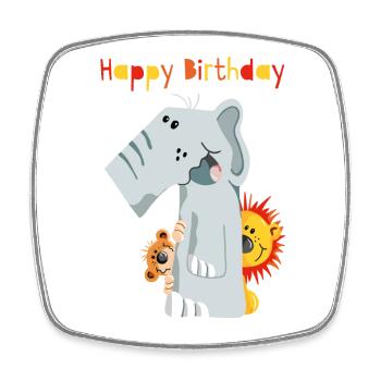 Happy Birthday - Erster Geburtstag - Zahl Eins - Viereckiger Kühlschrankmagnet - Weiß - Vorne
