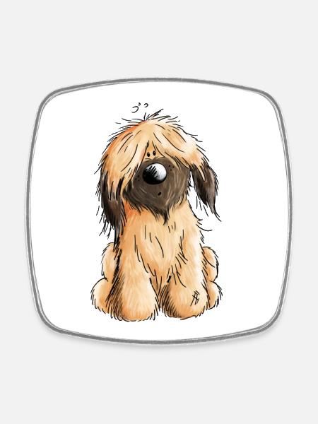 Kleiner Fauve Briard - Comic - Geschenk - Hund - Viereckiger Kühlschrankmagnet - Weiß