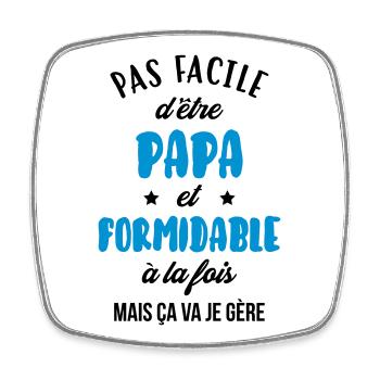 Papa - Fête des Pères - Anniversaire - Bébé - Square fridge magnet - white - Front