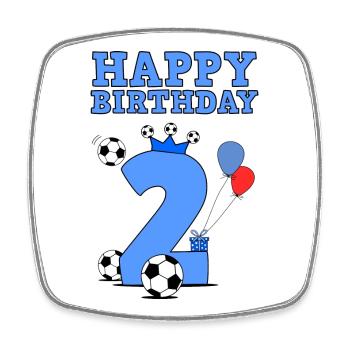 Happy Birthday 2nd birthday for boy - Square fridge magnet - white - Front