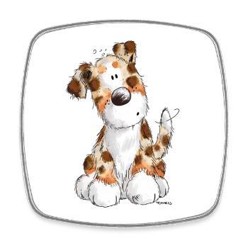 Süßer Australian Shepherd - Hund - Aussie - Comic - Viereckiger Kühlschrankmagnet - Weiß - Vorne
