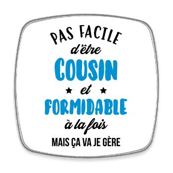Cousin - Cousine - Famille - Naissance - Bébé - Square fridge magnet - white - Front