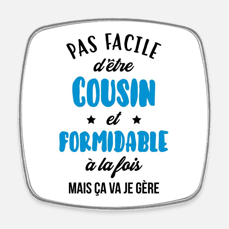 Oncle / Tante / Cousin / Cousine - Magnet carré - blanc