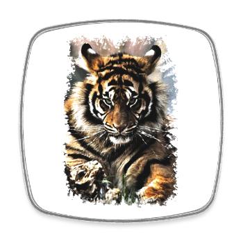 tiger - Square fridge magnet - white - Front