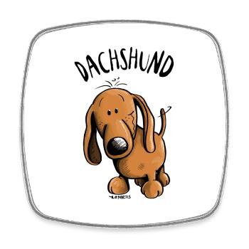 Drolliger Dachshund - Dackel - Teckel - Viereckiger Kühlschrankmagnet - Weiß - Vorne