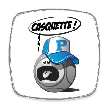 Casquette pétanque - Magnet carré - blanc - Devant
