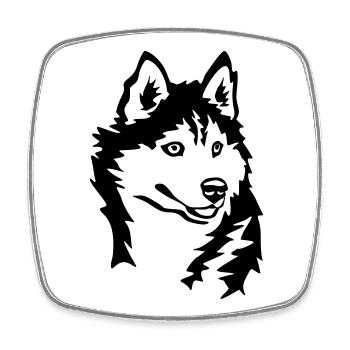 Tête de Husky - Magnet carré - blanc - Devant