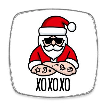 xoxoxo xoxo xo ho câlins et bisous père Noël - Magnet carré - blanc - Devant