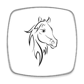 Pferd - Viereckiger Kühlschrankmagnet - Weiß - Vorne