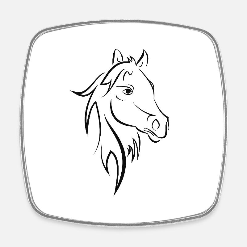 cheval - Magnet carré - blanc