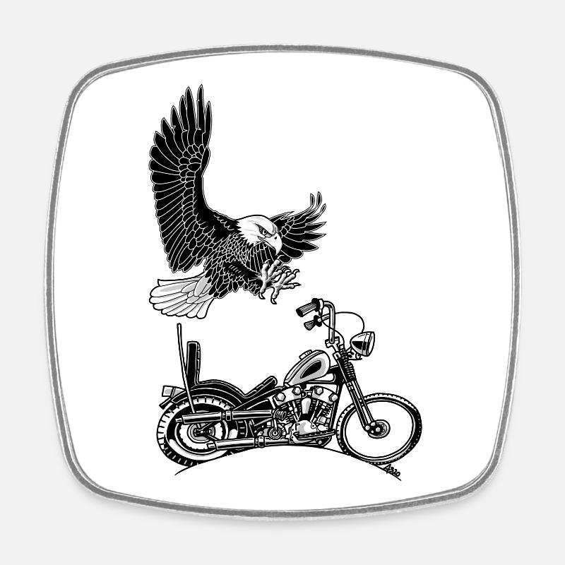 0906 eagle chopper knucklehead - Square fridge magnet - white