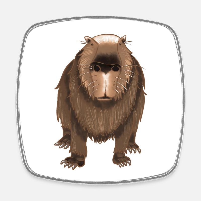 Capybara rigolo - Magnet carré - blanc