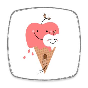 Crème glacée aux pommes heureux - Magnet carré - blanc - Devant