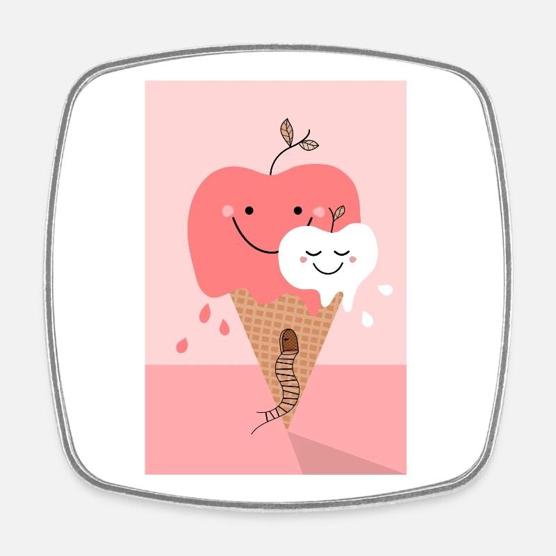 Happy Apple Icecream Poster - Square fridge magnet - white