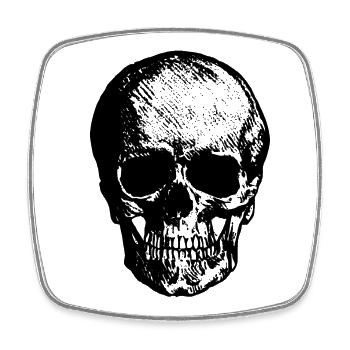 Totenkopf - Schwarzer Schädel - Viereckiger Kühlschrankmagnet - Weiß - Vorne