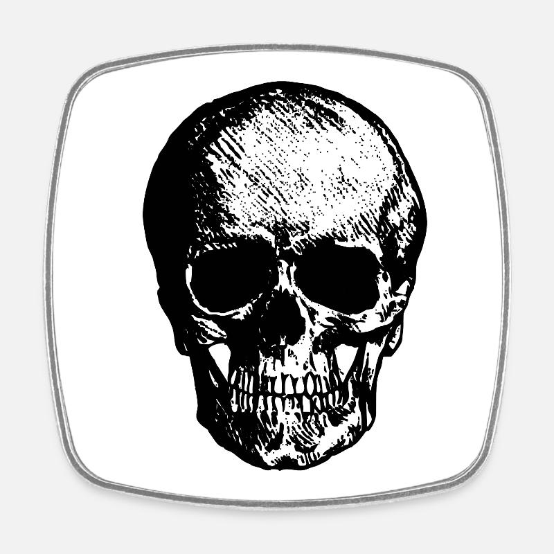 Skull - Black skull - Square fridge magnet - white