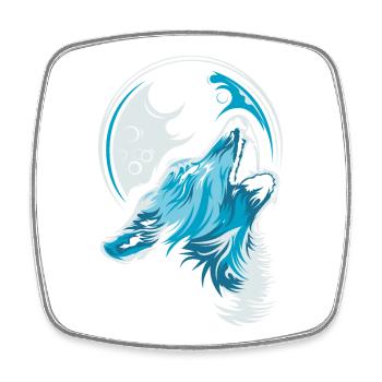 loup bleu lune hurlement illustration animaux de la forêt - Magnet carré - blanc - Devant